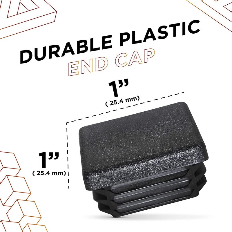 Prescott Plastics 1" (25.4 mm) Outer Perimeter Ribbed Plastic Hole Plugs, Square Black Metal Tubing End Caps, Strong Furniture Leg Inserts, Impact & Weather Resistant, Made in the USA - 20 Pack - Image 2